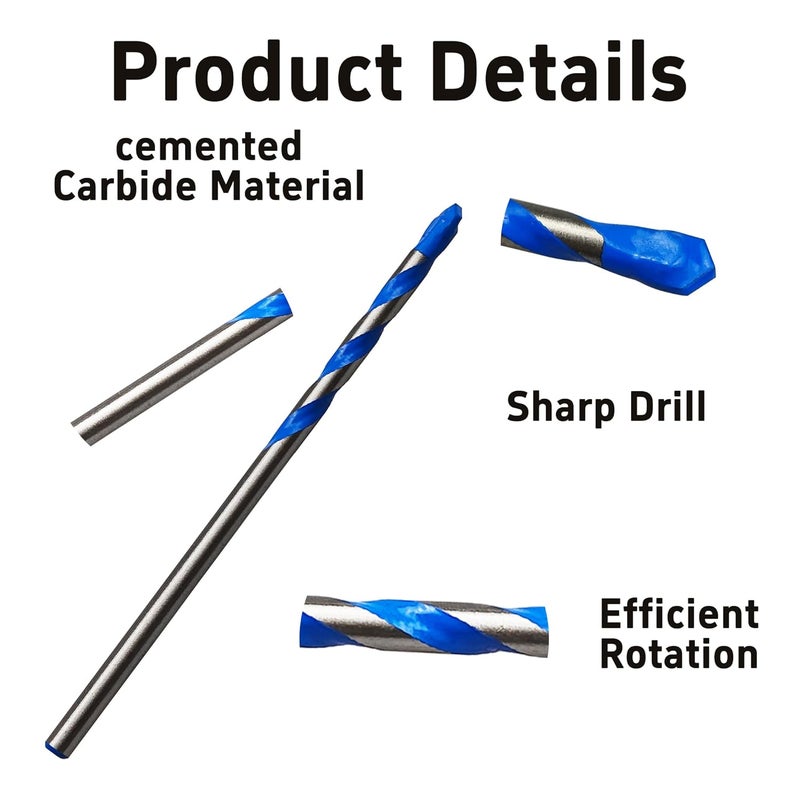 PDETVEO 10PCS 5/32" Solid Carbide Drill Bit Set, Masonry Drill Bits, Concrete Drill Bits, Carbide Drill Bits for Glass, Tile, Brick, Cement, Plastic, Wood - Image 2